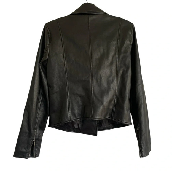 Gap Vegan Leather Motorcycle Black Jacket Women’s Size Small - Picture 2 of 12